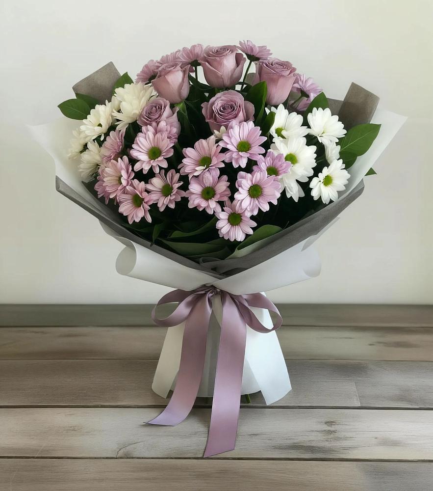 Букет цветов из: Хризантемы и Розы в Хохлово