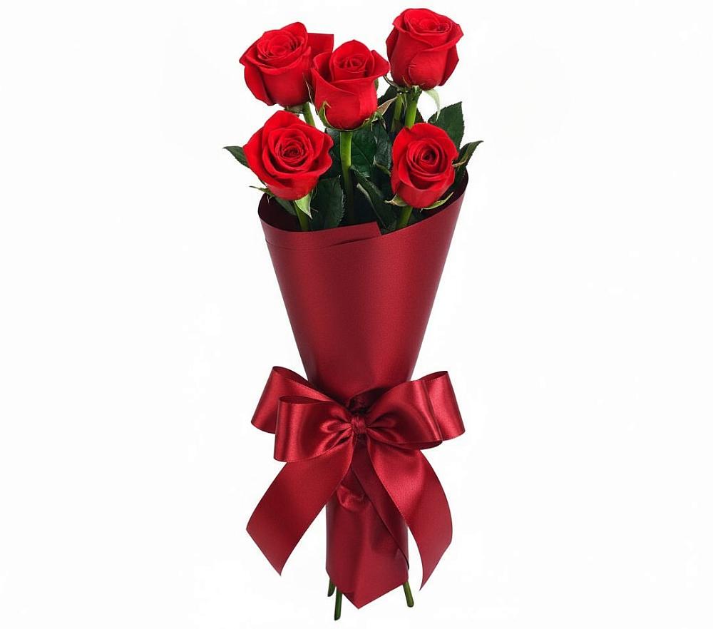 Букет 5 Красных роз Эдлесс Лав в Хохлово