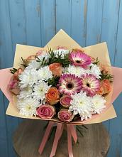 Букет цветов из:  Розы, Герберы и Хризантемы в Хохлово