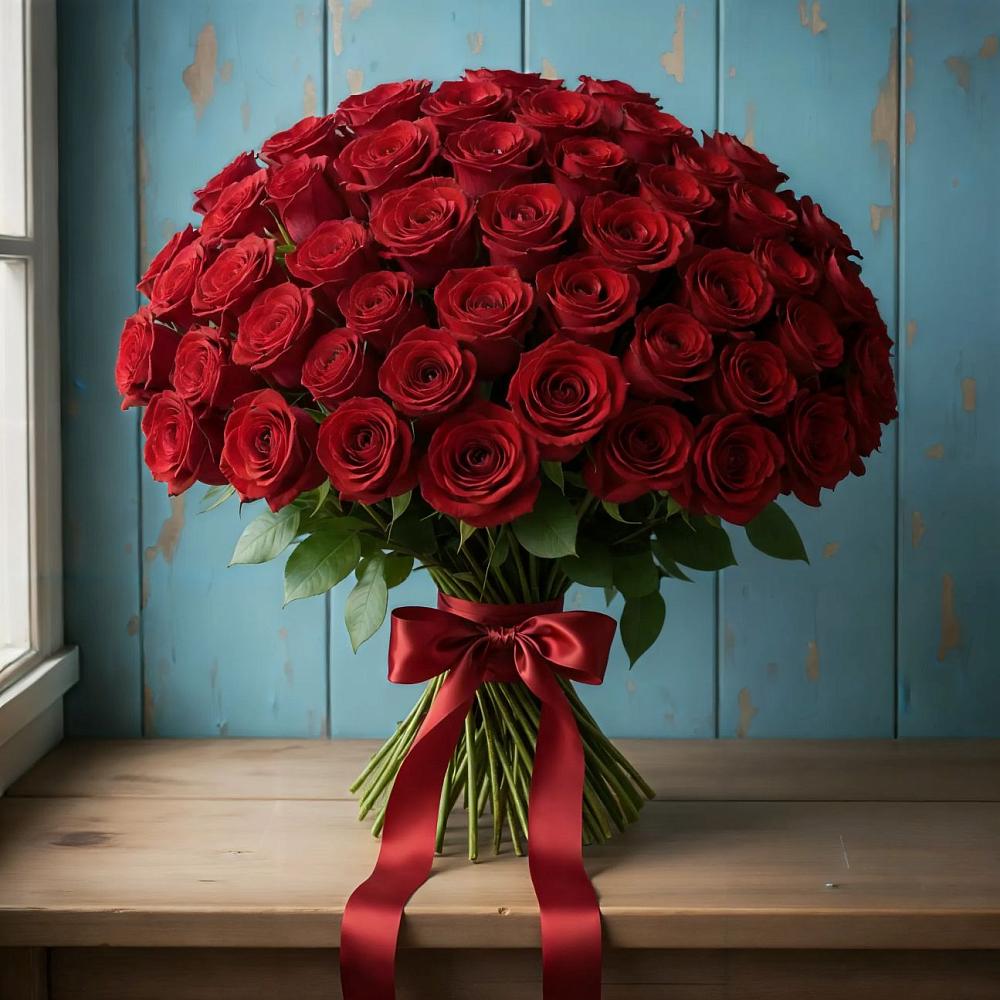 Букет Красные розы Блэк Меджик в Хохлово