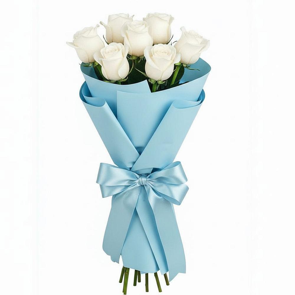 Букет 7 белых роз Проуд в Хохлово