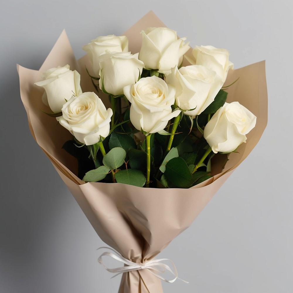 Букет 9 Белых роз Эдлесс Лав в Хохлово