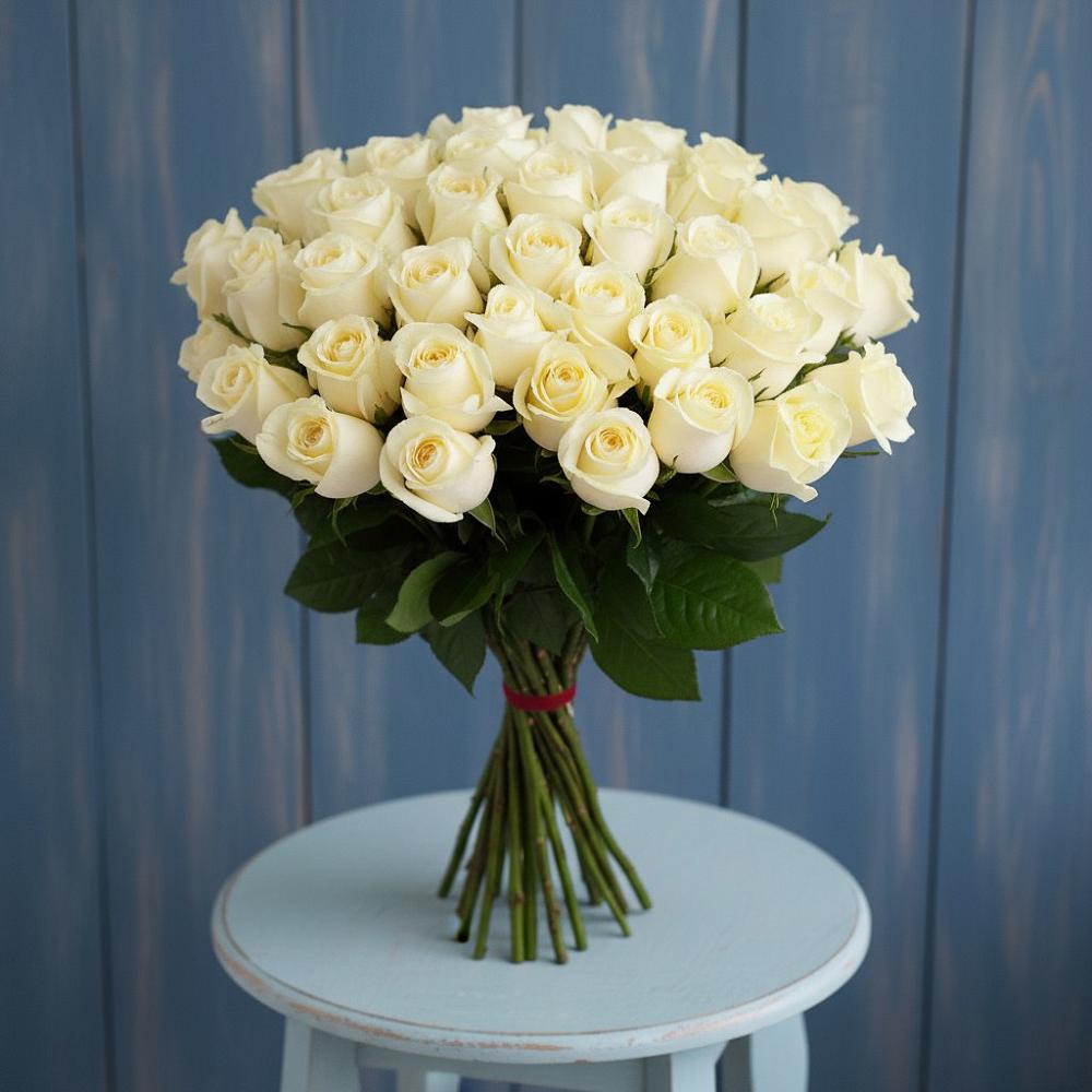 Букет 51 Белая роза Эдлесс Лав в Хохлово