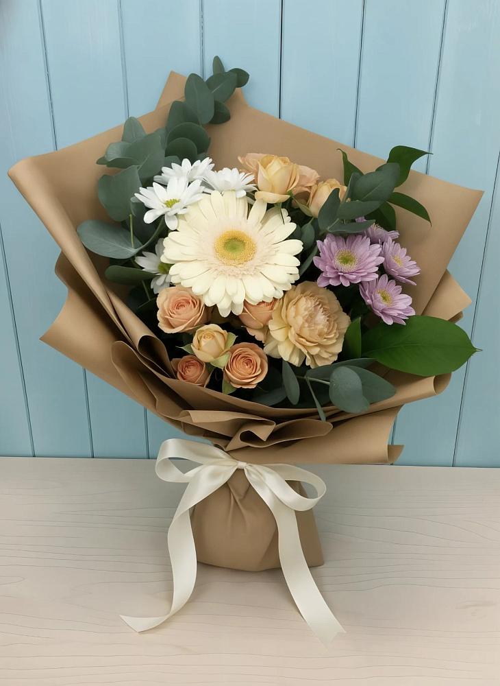 Букет цветов из: Герберы и Хризантемы в Хохлово