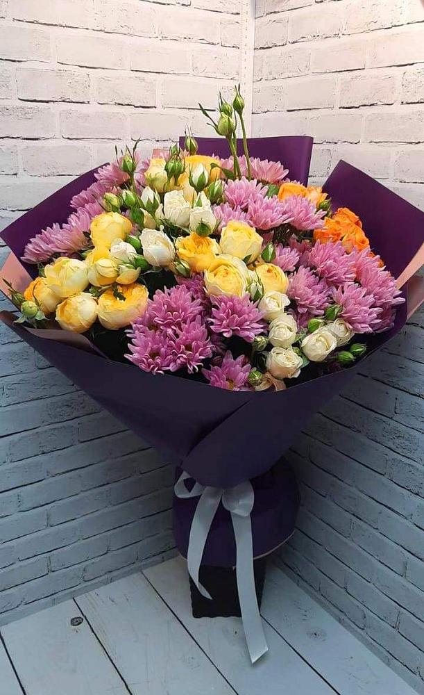 Букет цветов из: Хризантемы и Розы в Хохлово