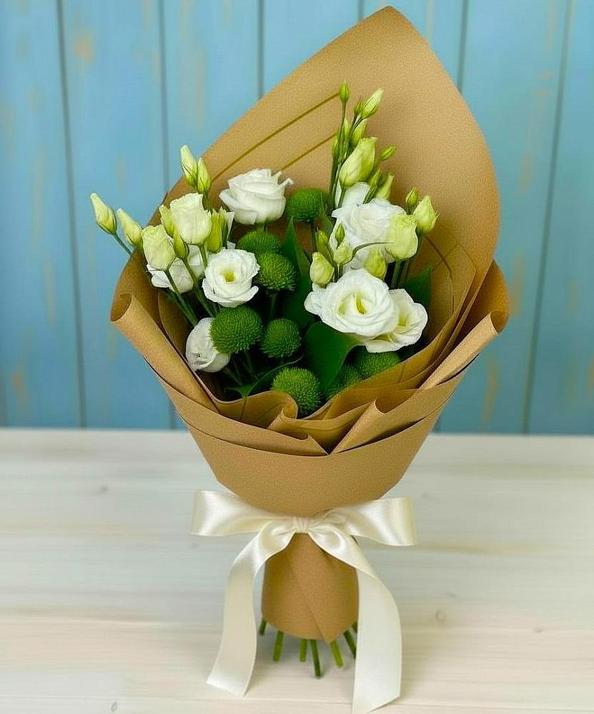 Букет цветов из: Хризантемы и Лизиантусы в Хохлово