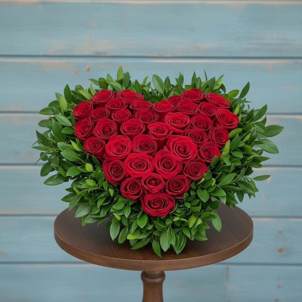 Цветочная композиция из Розы в виде сердца в Хохлово