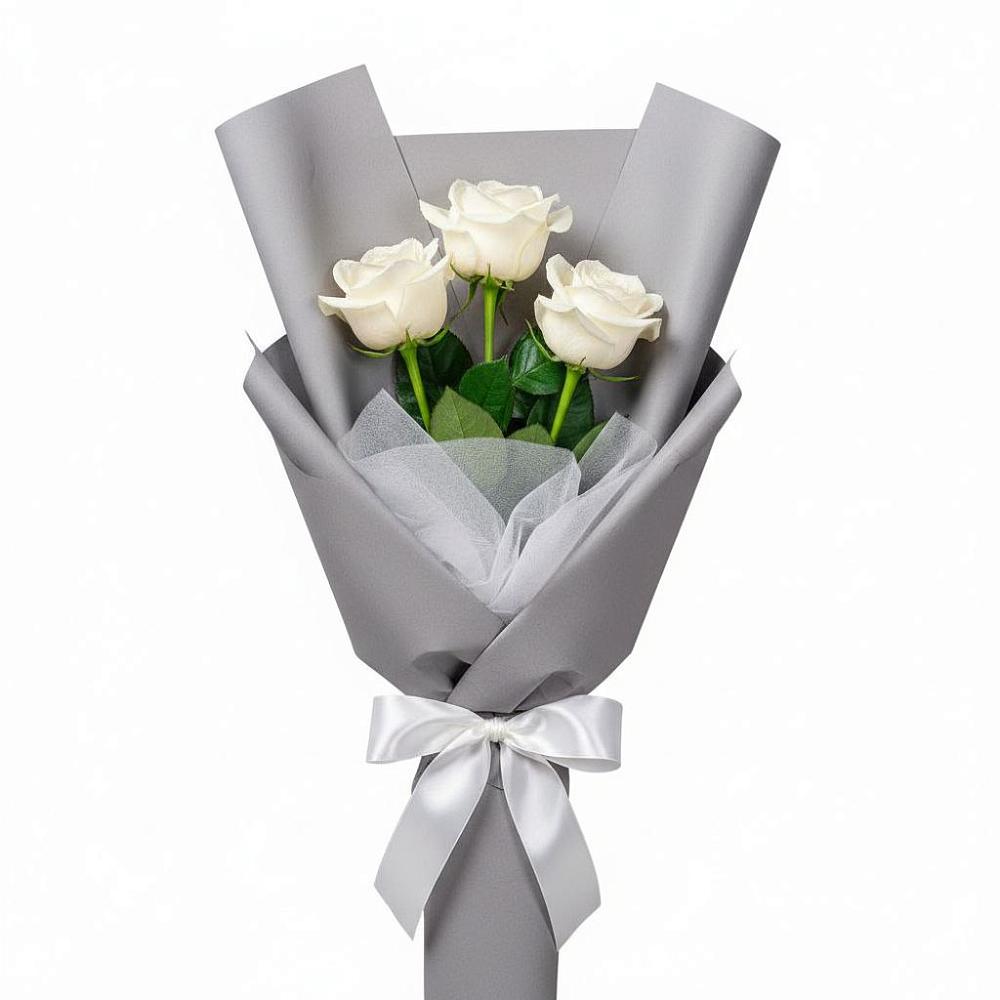 Букет 3 белые розы в Хохлово