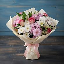 Букет цветов из:  Хризантемы, Альстромерии и Розы в Хохлово